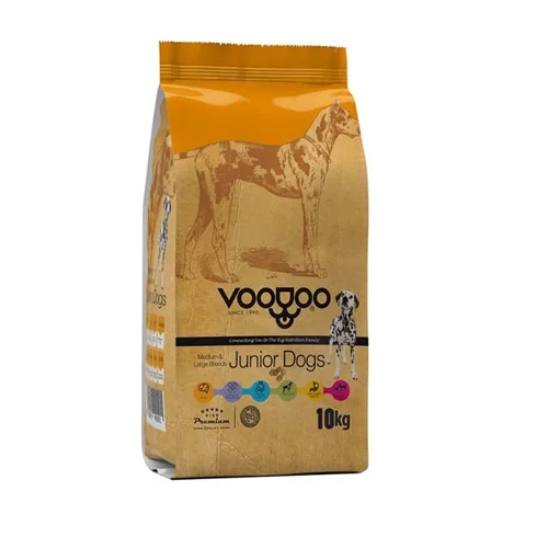 غذای خشک 10 کیلوگرمی برای سگ غیر بالغ نژاد متوسط و بزرگ_برند voodoo مدل junior dog