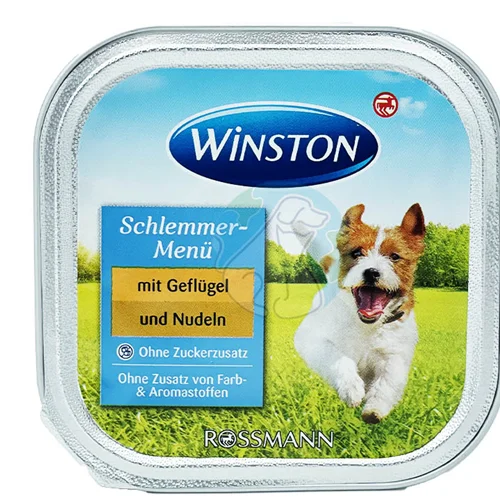 کنسرو وینستون سگ با طعم گوشت مرغ و نودل(محصول کشور آلمان)(150gr)